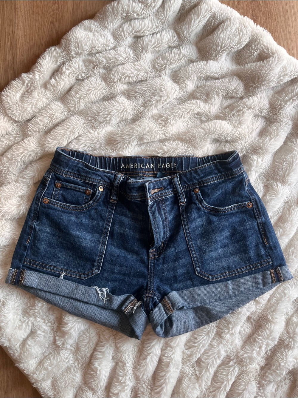 American Eagle Outfitters Indigo Roll-Cuff Denim Shorts